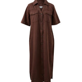 Ceres Life Sloane Short Sleeve Midi Dress | Chocolate