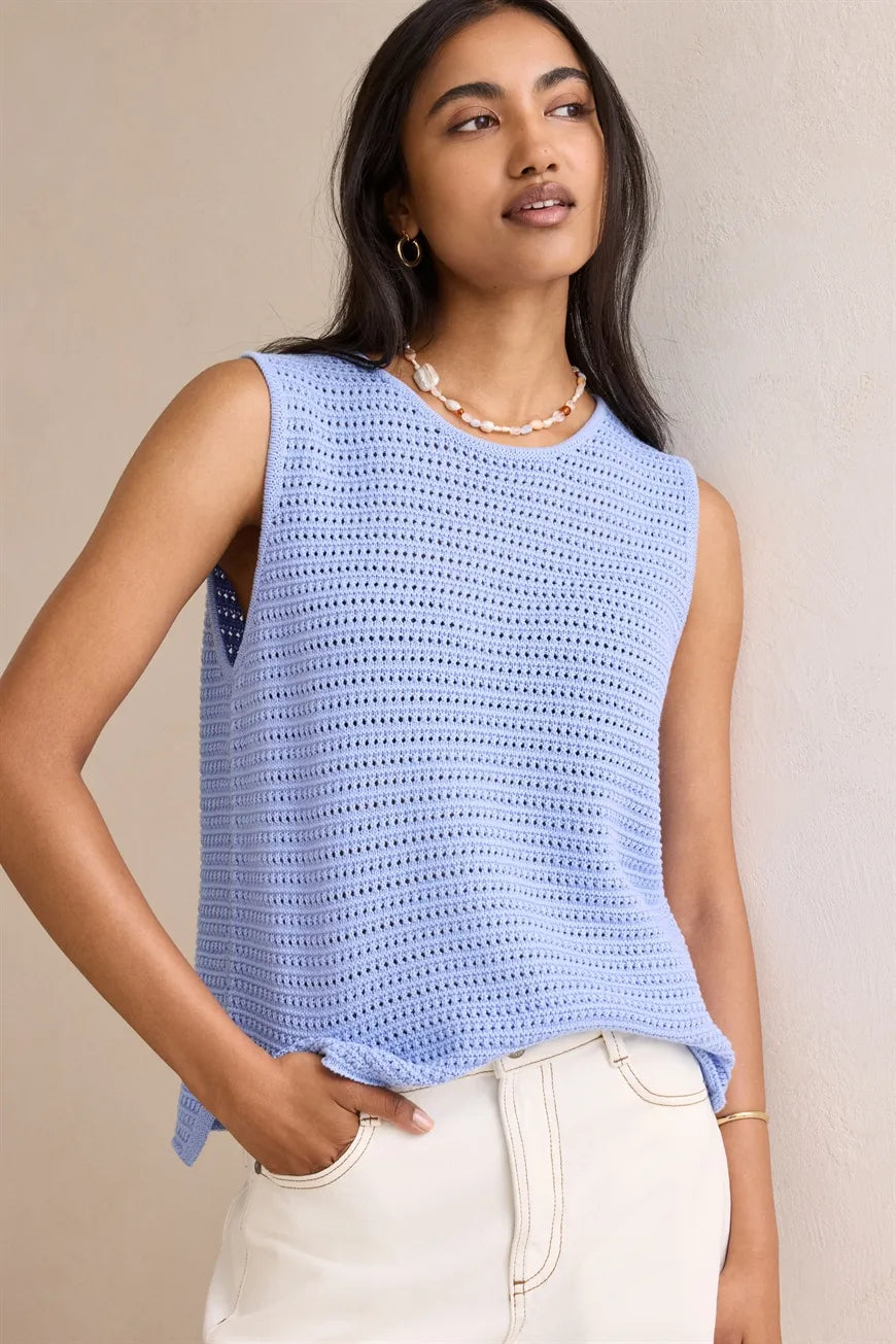 Ceres Life Margot Mesh Knit Tank | Sky Blue