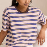 Ceres Life Stevie Slouchy Tee | Chalk Pink/Polo Blue/Choc Stripe