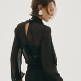 Shé Societe Chéri Sheer Blouse | Black