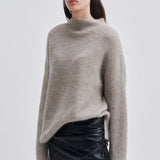 Second Female Brook Knit High Rib T-Neck | Roasted Cashew