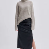 Second Female Brook Knit High Rib T-Neck | Roasted Cashew