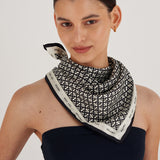 Oroton All Over Logo Silk Scarf | Cream/Black