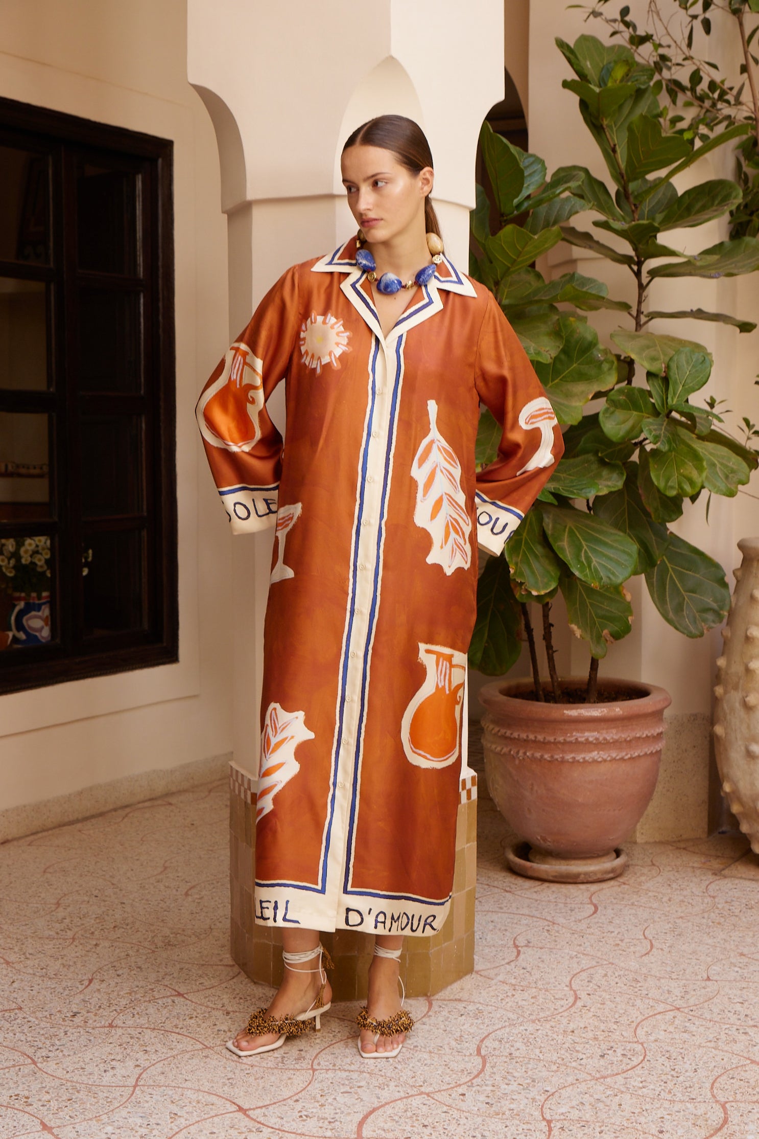 SOLEIL D'AMOUR SILK SHIRTDRESS