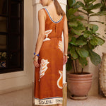 SOLEIL D'AMOUR SILK MIDI DRESS
