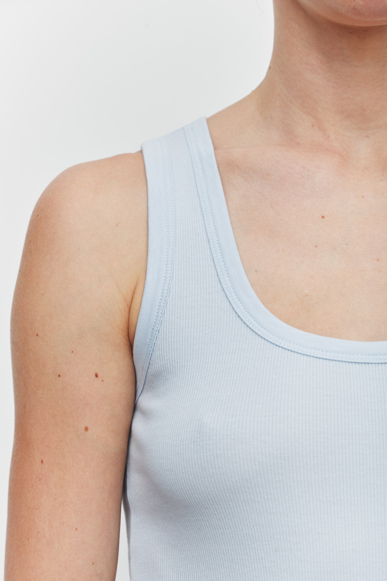 Robyn Scoop Neck Rib Tank Powder Blue