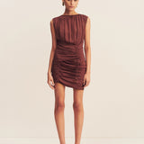 Shona Joy Blair Panelled Gathered Mini Dress | Cocoa