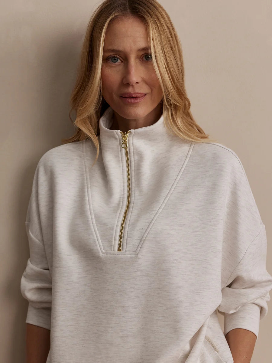 Varley Hawley Half Zip Sweat | Ivory Marl