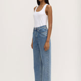 Robyn Scoop Neck Rib Tank White