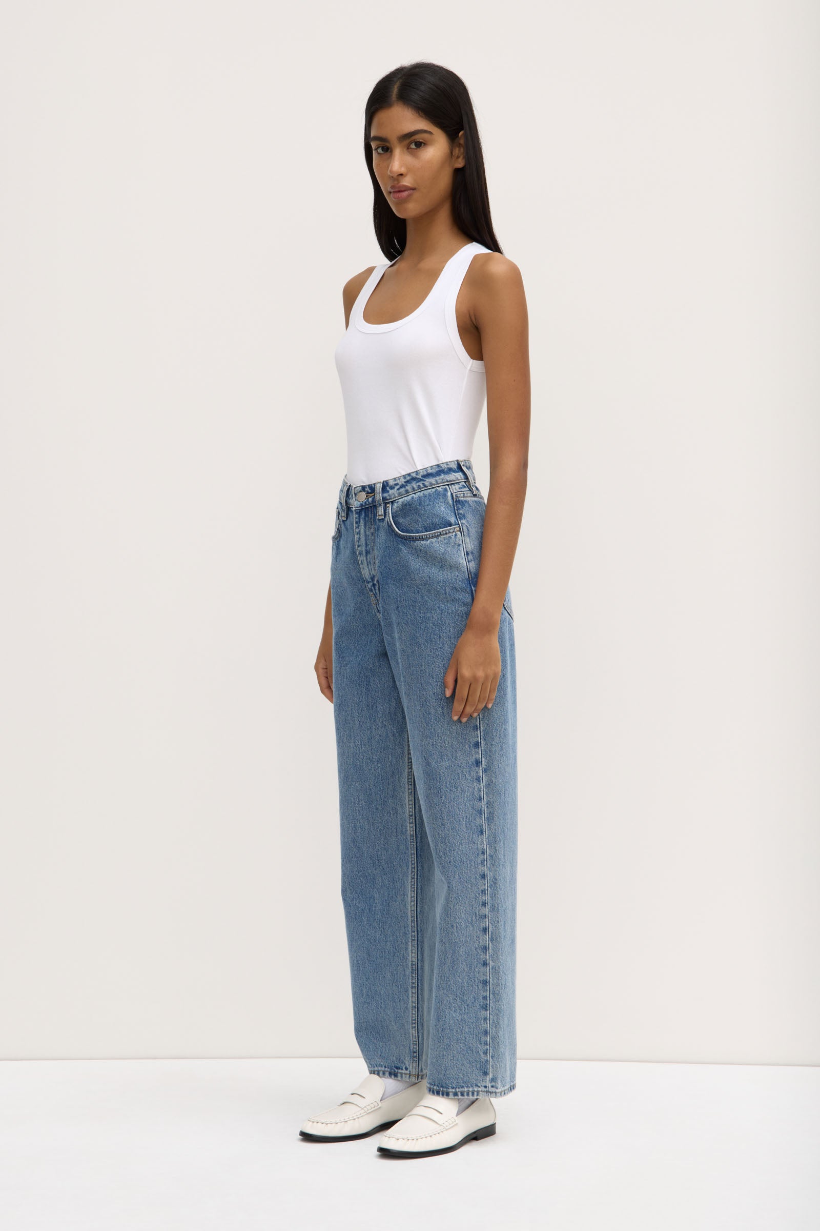 Robyn Scoop Neck Rib Tank White