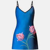 With Harper Lu Bias Mini Slip Dress | Cobalt Floral