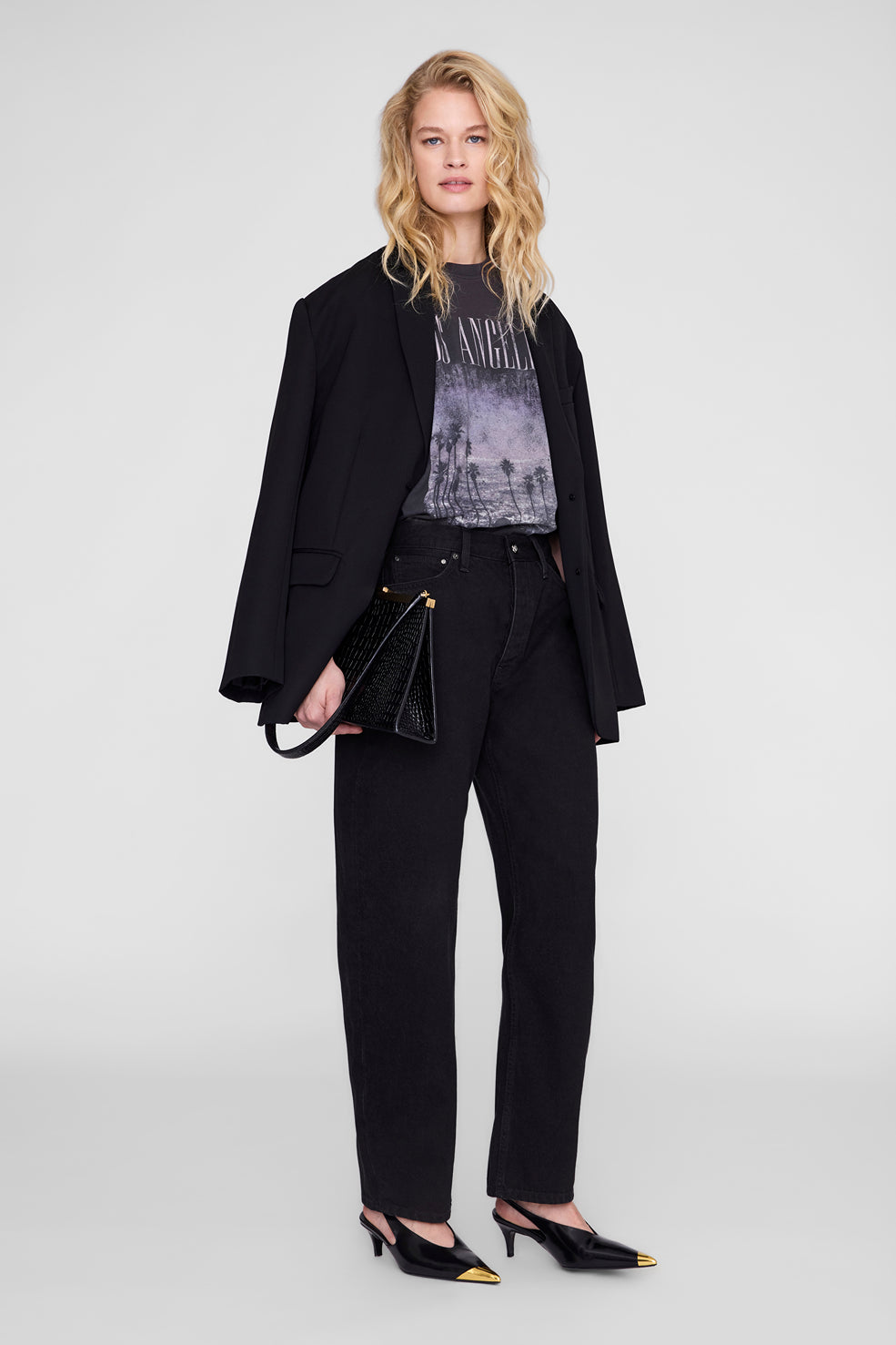 Anine Bing Cade Tee Los Angeles | Vintage Black (PRE-ORDER)