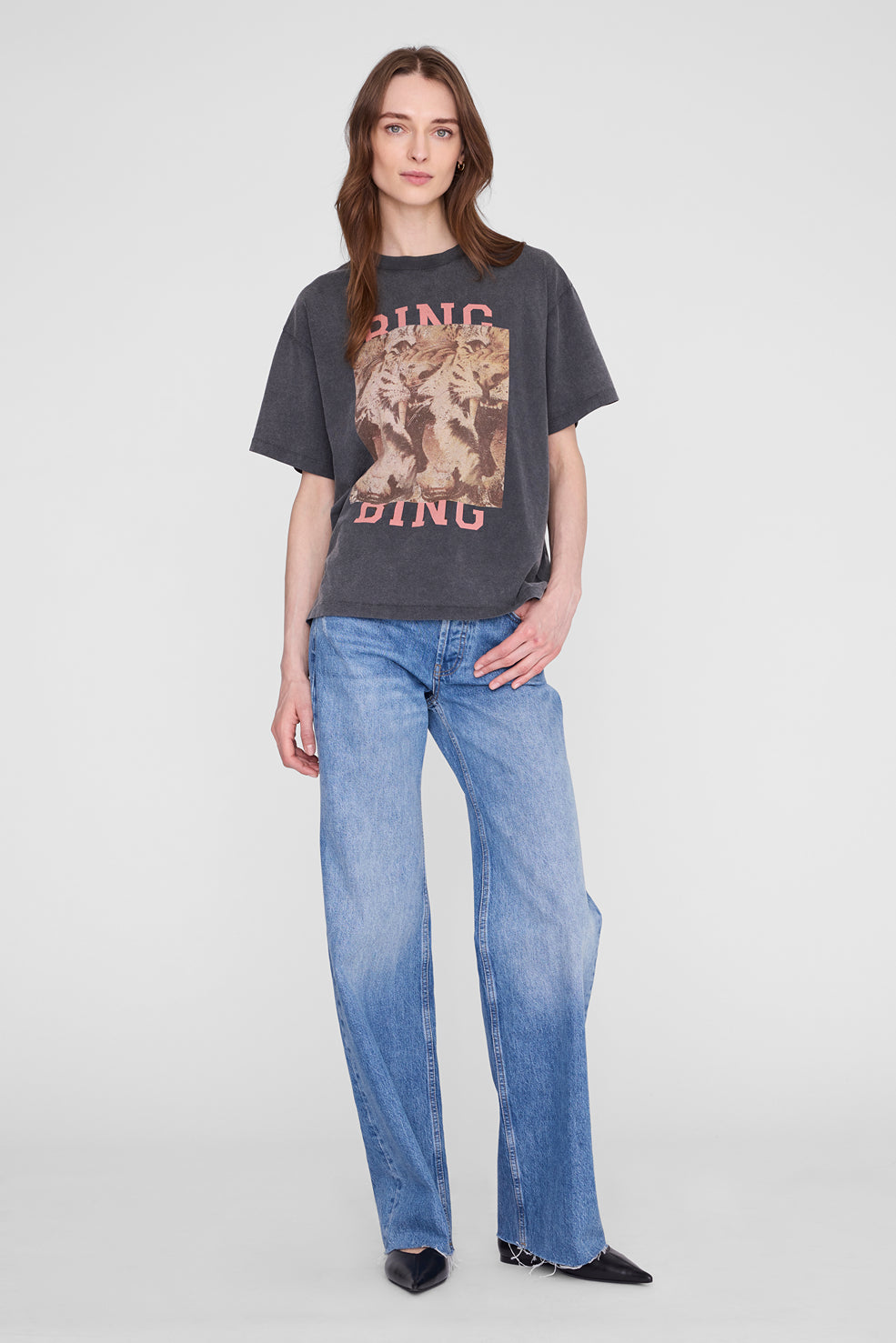 Anine Bing Cade Tee Tiger Bing | Washed Black (PRE-ORDER)