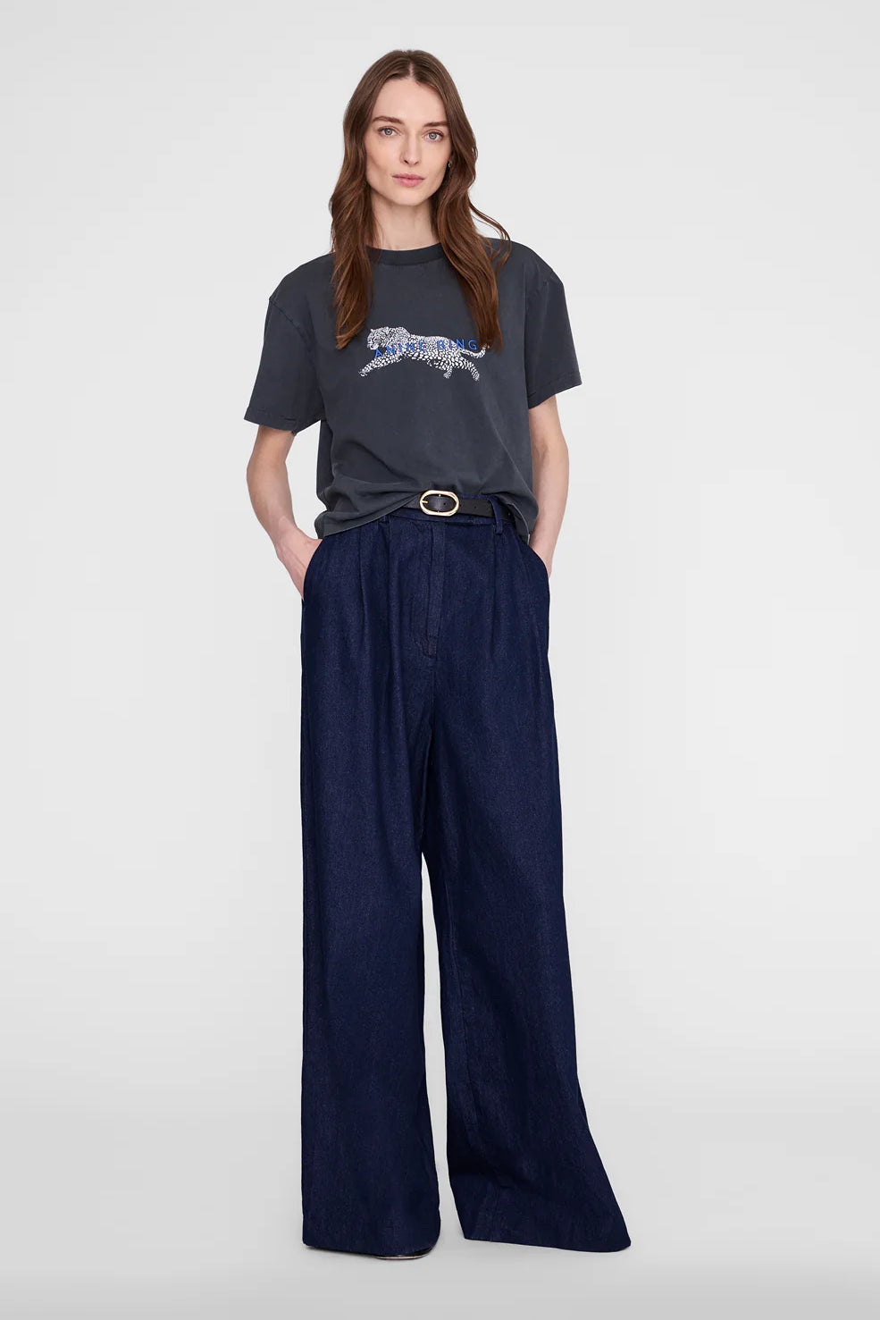 Anine Bing Cade Tee Leopard | Washed Black