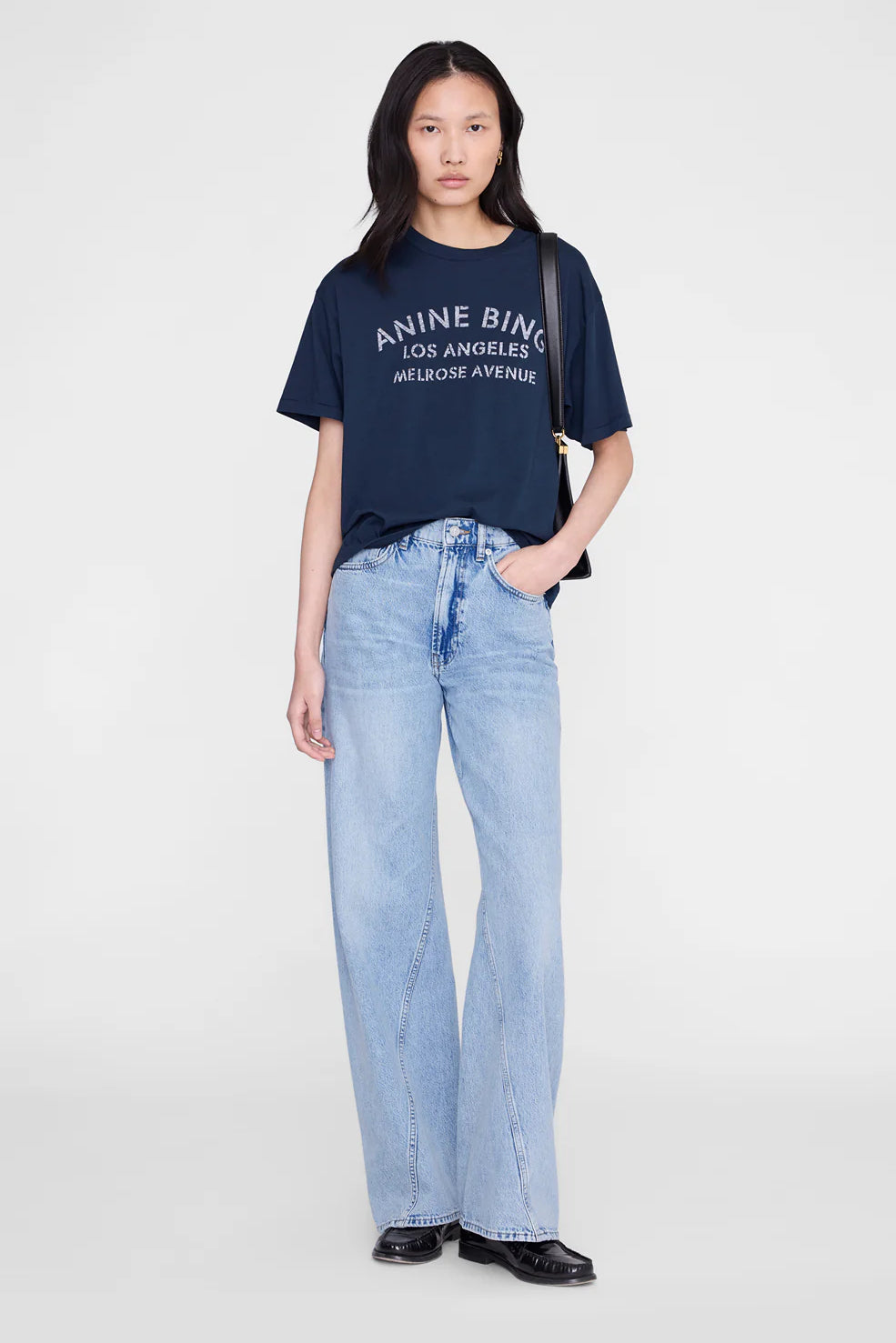 Anine Bing Cade Tee Melrose Stencil | Navy