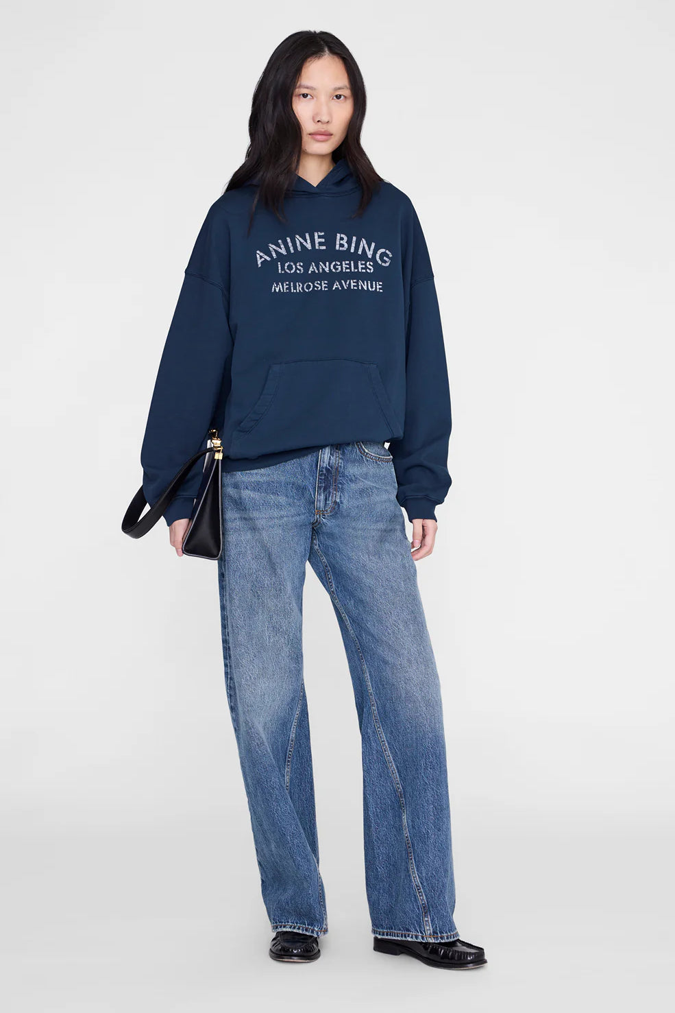 Anine Bing Harvey Sweatshirt Melrose Stencil | Navy