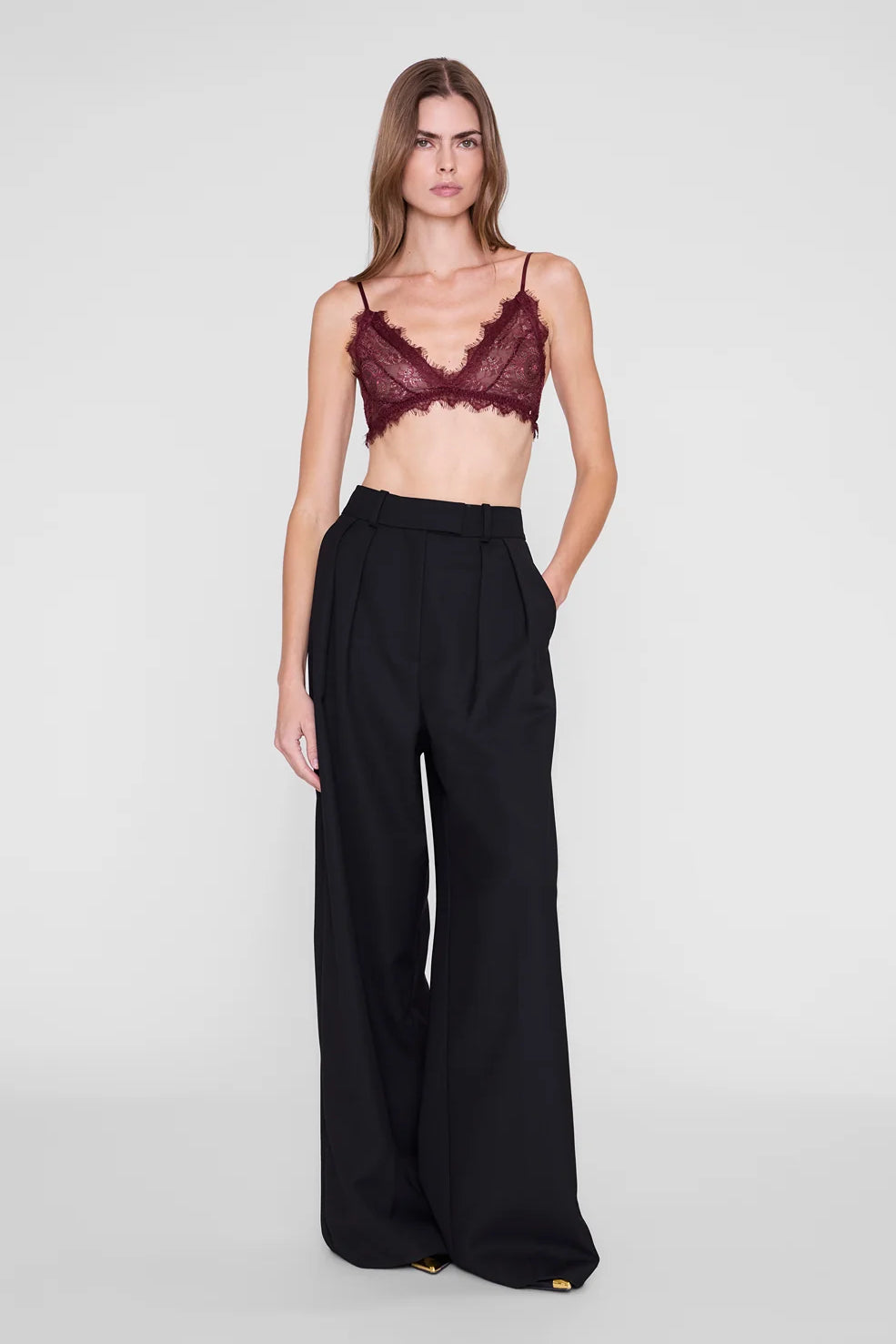 Anine Bing Lace Bra with Trim | Burgundy (PRE-ORDER)