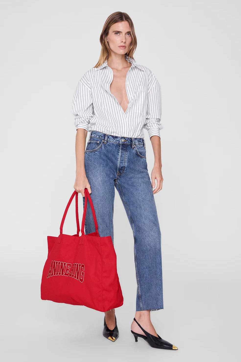 Anine Bing Leo Canvas Tote | Tango Red (PRE-ORDER)