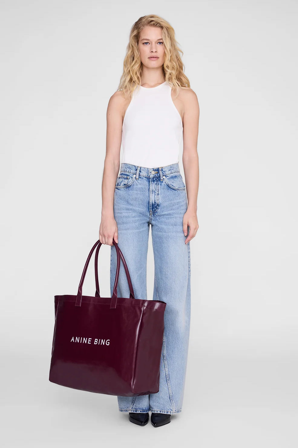 Anine Bing Leo Coated Canvas Tote | Fig (PRE-ORDER)