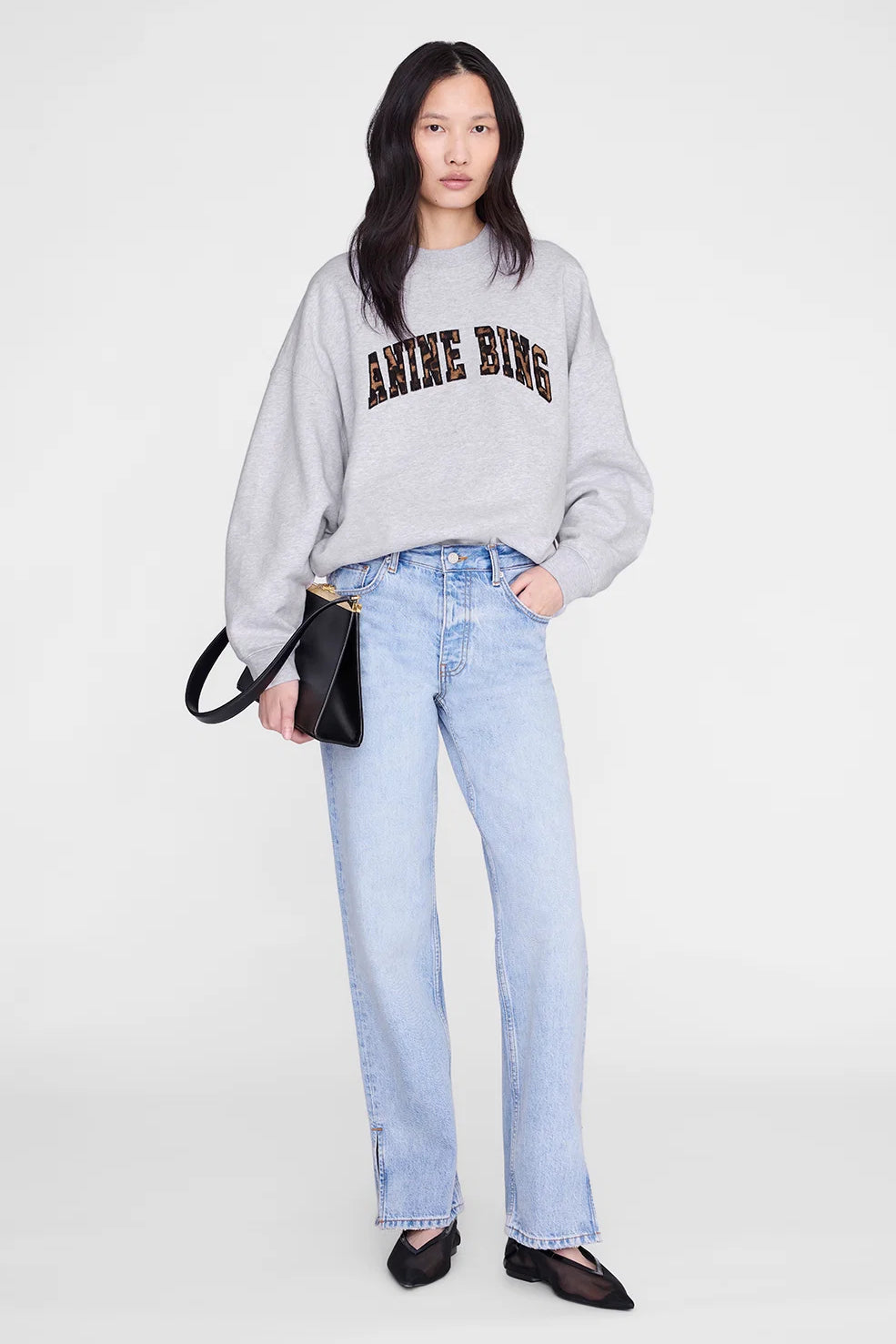 Anine Bing Miles Sweatshirt Leopard | Heather Grey (PRE-ORDER)