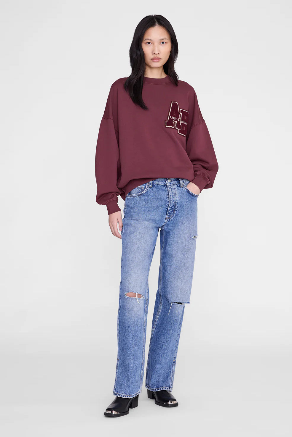 Anine Bing Miles Sweatshirt Letterman | Fig