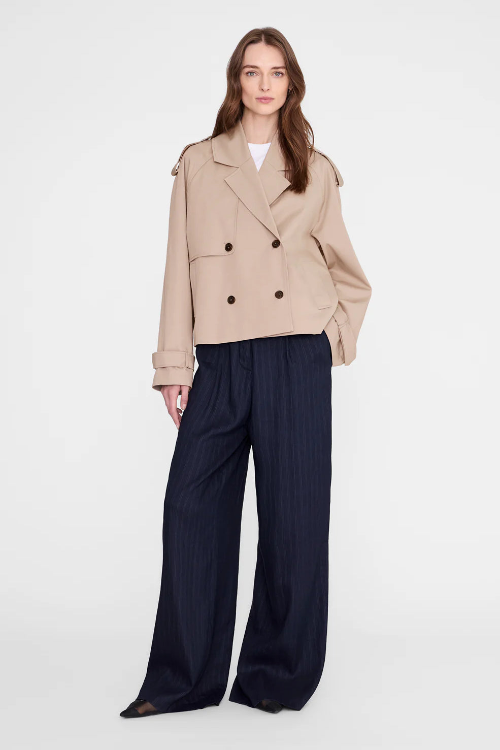 Anine Bing Rickie Cropped Trench | Beige