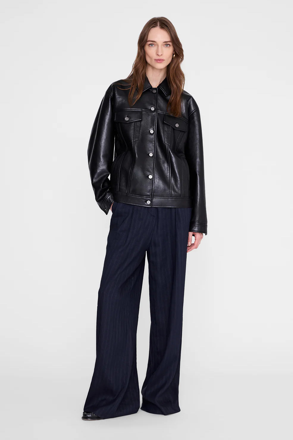 Anine Bing Rory Jacket | Black Recycled Leather