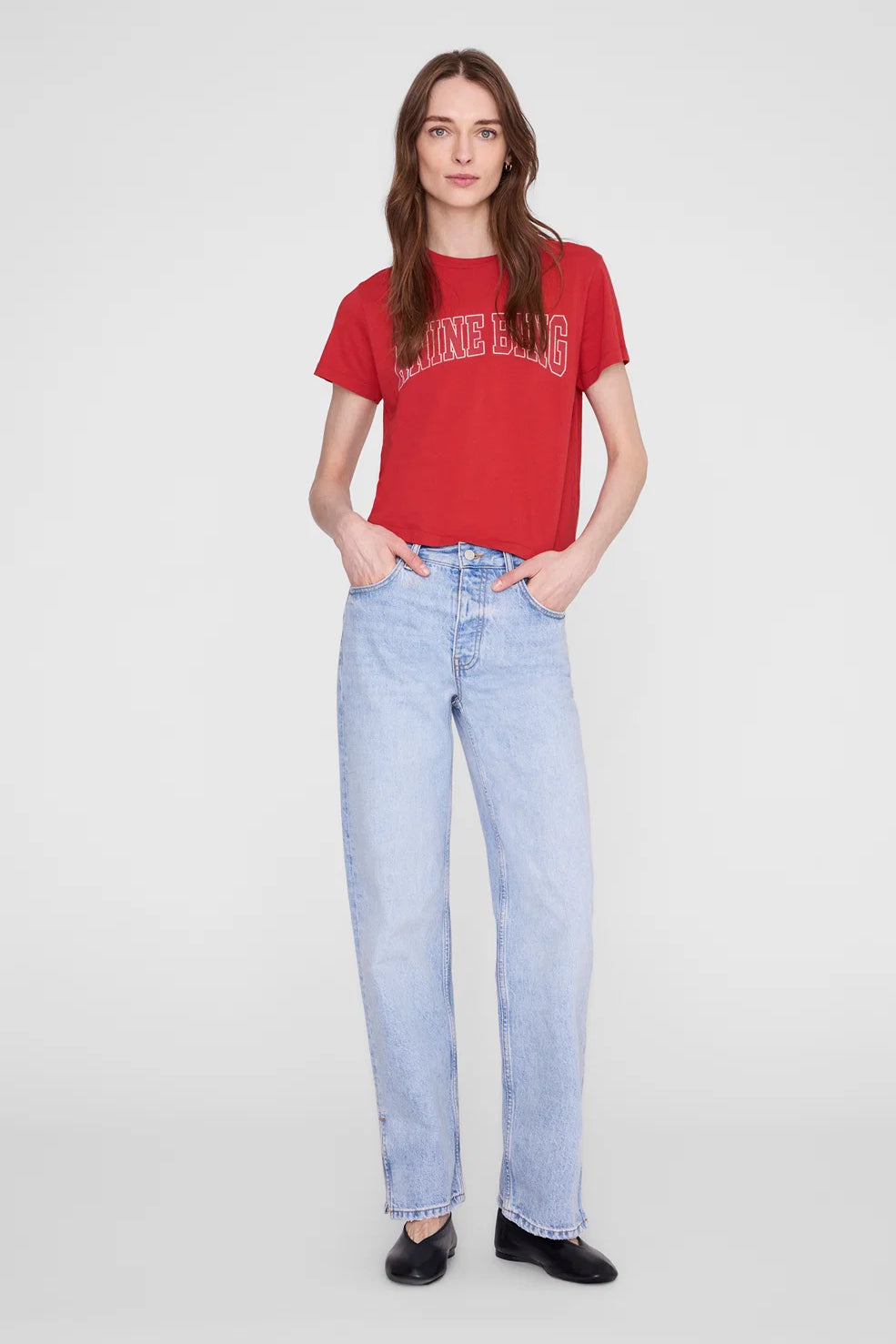 Anine Bing Shelley Tee | Tango Red