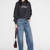 Anine Bing Spencer Sweatshirt Leopard | Washed Black