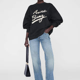 Anine Bing Miles Sweatshirt | Chenille Signature Black
