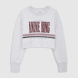 Anine Bing Sporty Cropped Sweatshirt | Heather Grey (PRE-ORDER)