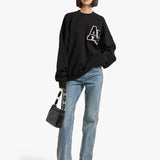 Anine Bing Miles Sweatshirt | Letterman Black