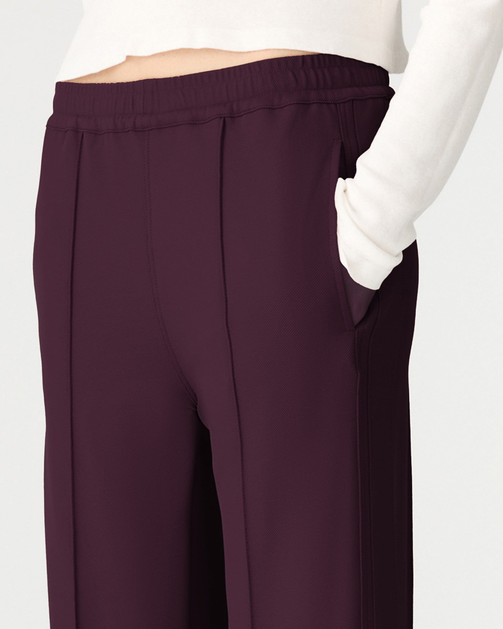 Bassike Twill Stripe Detail Pant | Dark Plum