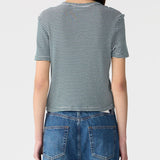 Bassike Stripe Rib Baby T-Shirt | Dark Forest/White