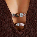 Hunza G Adriana Beaded Swim | Metallic Chocolate