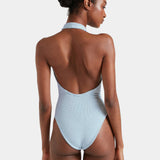 Hunza G Adriana Beaded Swim | Metallic Ice Blue