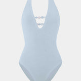 Hunza G Adriana Beaded Swim | Metallic Ice Blue