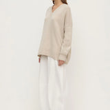 Assembly Label Alora Cashmere V Neck Knit | Tapioca
