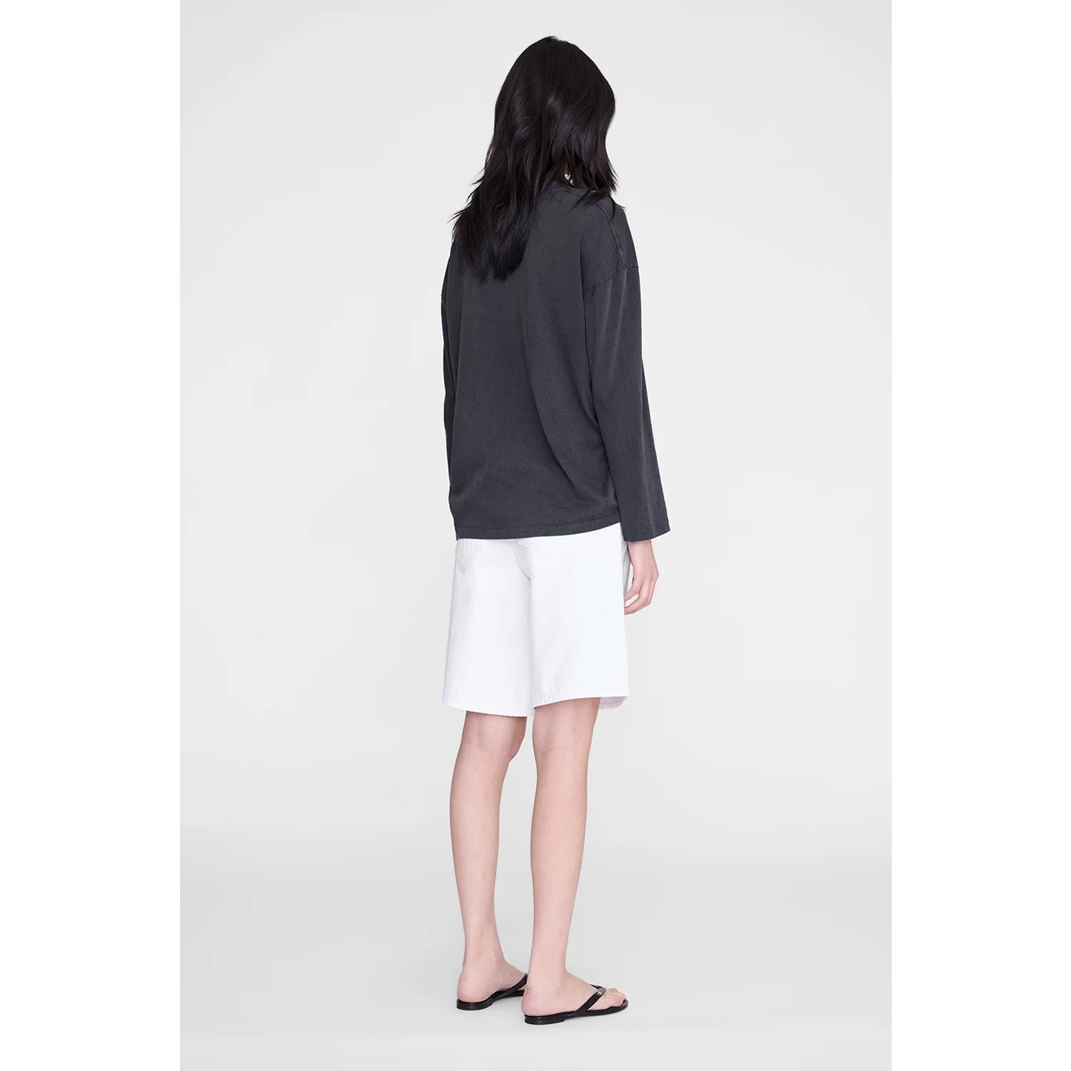Anine Bing Ivan Long Sleeve Paris Stencil | Washed Black