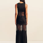 Jamila Plunged Lace Panelled Maxi Dress