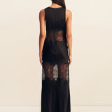 Jamila Plunged Lace Panelled Maxi Dress