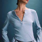 Viktoria & Woods Clique Rib Henley | Tile Blue
