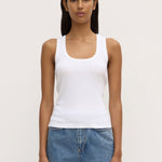 Robyn Scoop Neck Rib Tank White