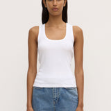 Robyn Scoop Neck Rib Tank White