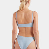 Hunza G Cassie Beaded Bikini | Metallic Ice Blue