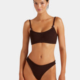 Hunza G Cassie Beaded Bikini | Metallic Chocolate