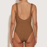 Hunza G Celine Swim with Fabric Covered Hoops | Metalic Cocoa