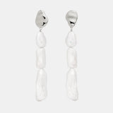 Saint Valentine Cielo Long Pearl Drop Earrings | Silver
