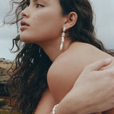 Saint Valentine Cielo Long Pearl Drop Earrings | Silver