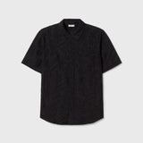 Silk Laundry Clip Silk Short Sleeve Boyfriend Shirt | Tulipa Black